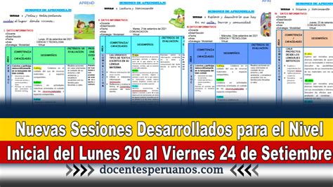 Nuevas Sesiones Desarrollados Para El Nivel Inicial Del Lunes Al