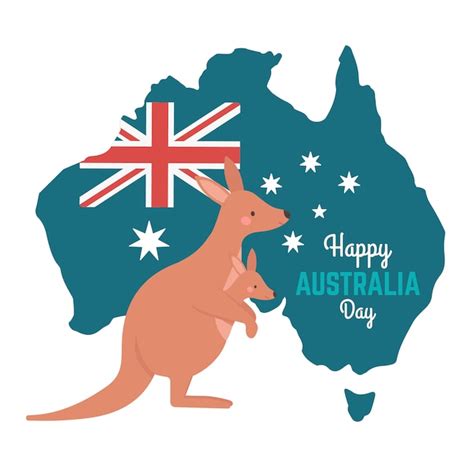 Free Vector | Australia day with kangaroo and map