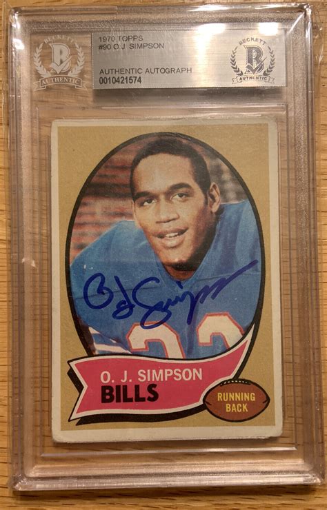 O J Simpson Topps Rookie Card Signed Autographed Rc Beckett Bgs