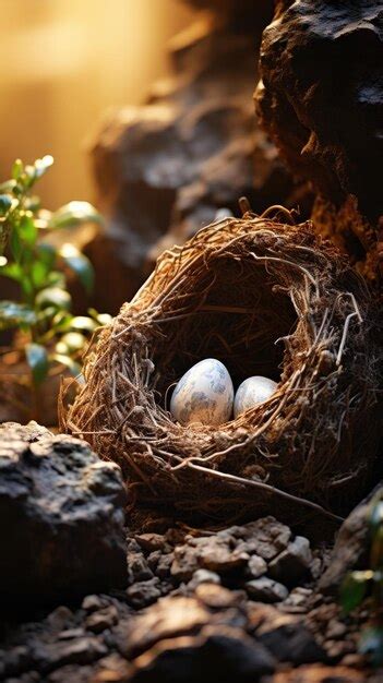 Premium AI Image | A bird nest with eggs in it