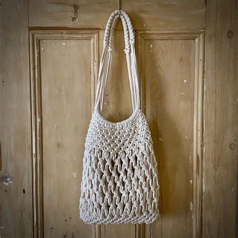 Bolso de hombro Macrame monedero de algodón con nudos tote Etsy