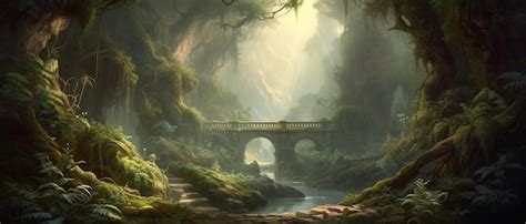 Premium Photo | A nature landscape with bridge in the forest