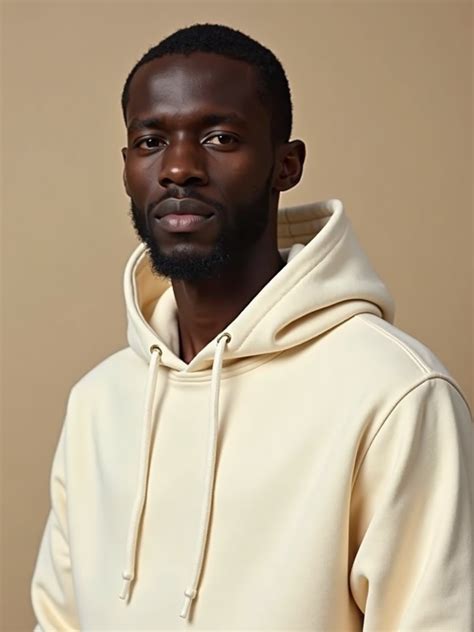 Man Wearing Cream Hoodie In Try On Fashion Shoot For Zara Shein Handm