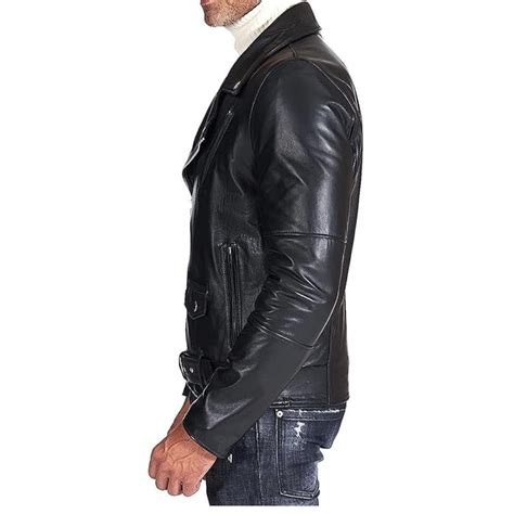 Men S Brando Black Biker Motorcycle Leather Jacket Genuine Leather