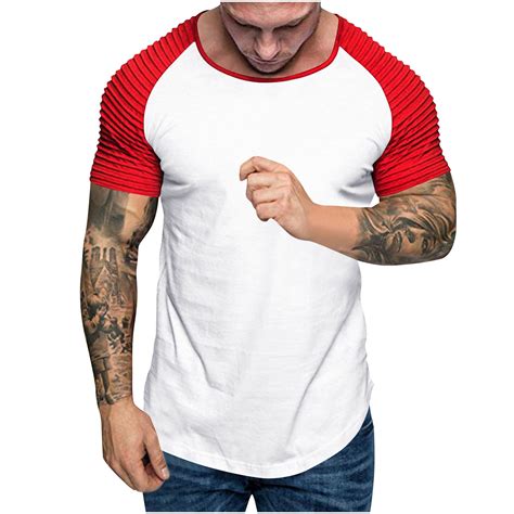 AHTJRT Men's Raglan Sleeve Muscle T-Shirt Bodybuilding Gym Tee for