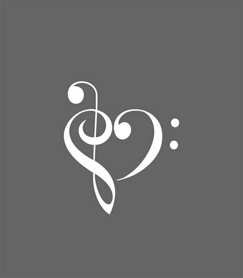 I Love Music Heart Treble Bass Clef Symbol Apparel Digital Art by ...