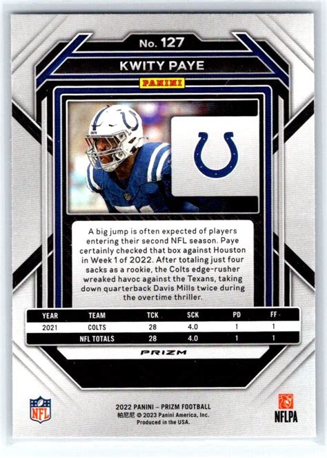 2022 Panini Prizm 127 Kwity Paye Silver EBay