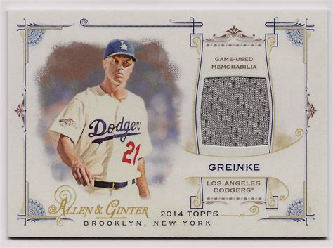 2014 Topps Allen Ginter FRB ZG Zack Greinke RELIC DODGERS EBay