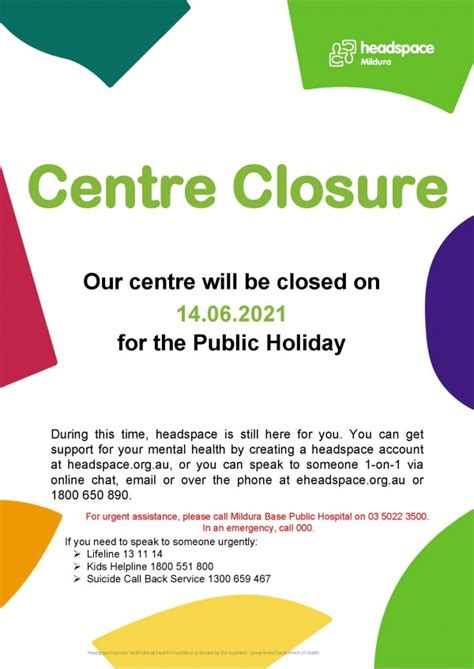 Public Holiday Centre Closure