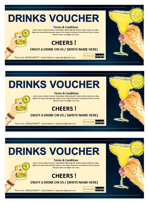 14 Free Sample Drinks Voucher Templates Printable Samples