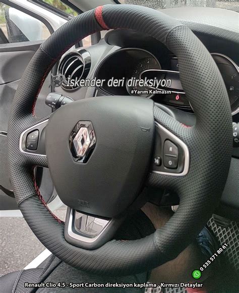 Renault Clio 4 5 Sport Carbon Direksiyon Kaplama Kirmizi Detaylar