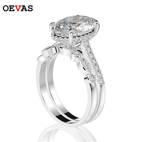 OEVAS Conjunto De Anillos De Diamante De Alto Carbono Para Mujer