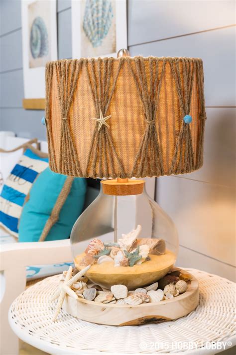 Making A Seashell Lamp Is A Breeze 1 Wrap Jute Around Lampshade Allowing 6 Pieces To Be