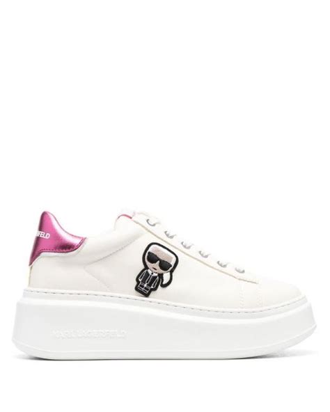 Karl Lagerfeld Ikonik Patch Platform Sneakers In White Lyst