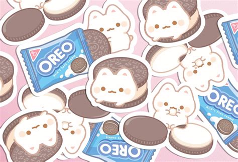 Full Set 3 Pieces Oreo Kitty Sticker Set Cat Sticker Cute Animal Kawaii