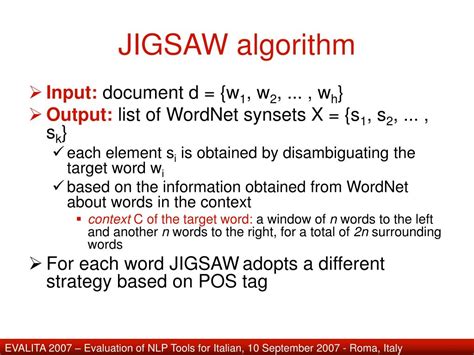 Ppt Jigsaw An Algorithm For Word Sense Disambiguation Powerpoint