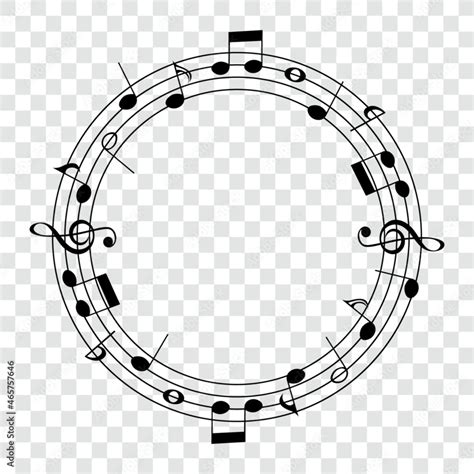 Music Notes Round Shape Musical Circle Frame Isolated Vector Illustration Stock Vector