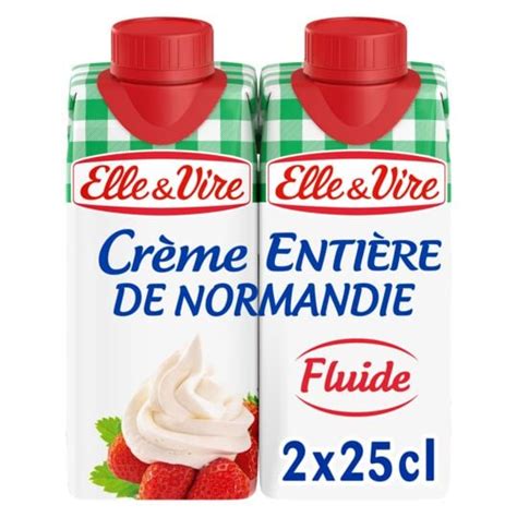 Crème Uht Fluide Entière 30 Mg ELLE VIRE les 2 briques de 25cL à