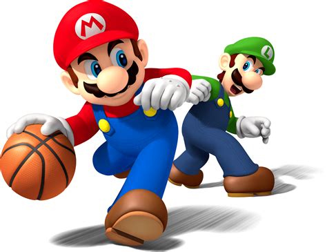 Mario Sports Mix (Wii) Artwork including Balls & Equipment + Characters and supporting artwork