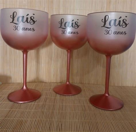 Taça Gin Degradê Personalizada Rose Gold Elo7