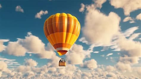 Premium Ai Image A Hot Air Balloon Floating Peacefully In The Sky Generative Ai