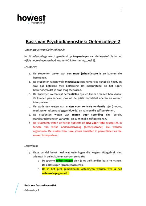 Basis Van PSD OC2 Oplossingen Basis Van Psychodiagnostiek