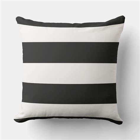 Black And White Striped Outdoor Pillow | Zazzle