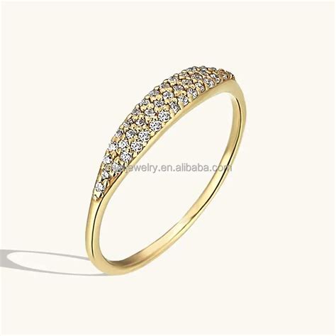 Lozrunve Sterling Silver Stackable Pave Diamond Minimalist Ring For