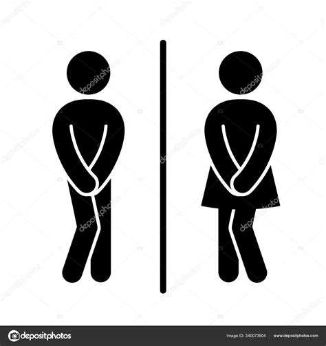 Funny Wc Toilet Door Plate Symbols Wc Sign Icon Vector Illustration On