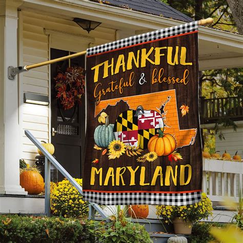 Thanksgiving Maryland Flag Thankful Grateful And Blessed Tqn446f Flagwix