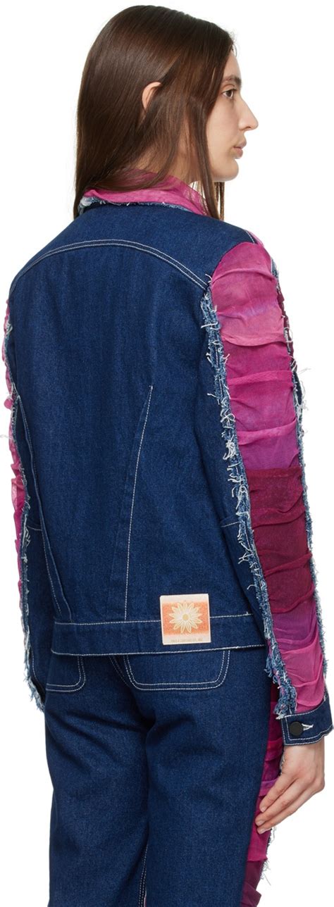 Paula Canovas Del Vas Indigo Pink Paneled Denim Jacket Paula Canovas