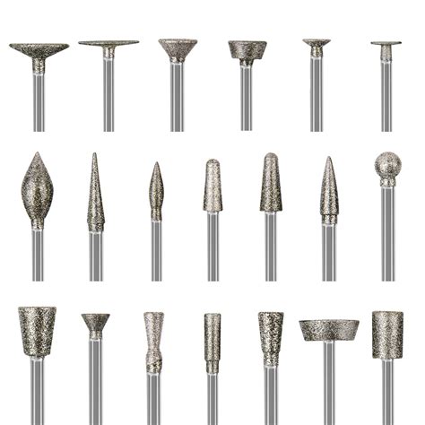 Diamond Burr Set Hakkin 20pcs Rotary Grinding Burrs Drill Bits Set With 1 8 Shank Stone Carving