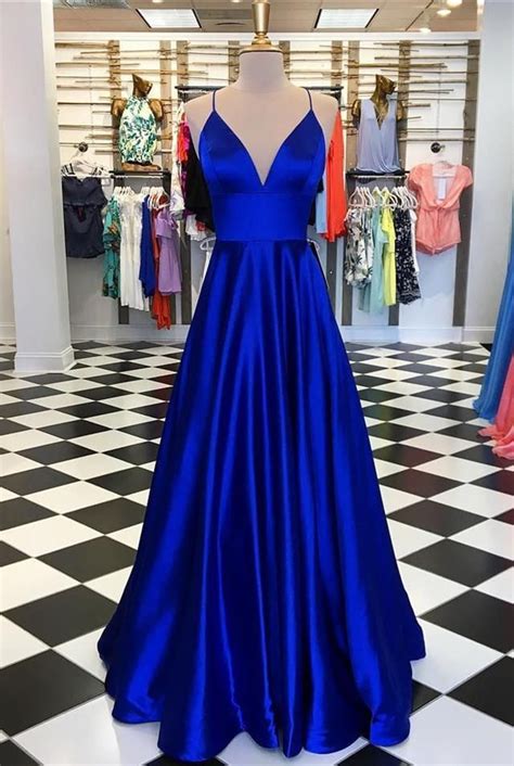 Ballgowndresses Cf Prom Dresses Long Blue Satin Prom Dress Royal