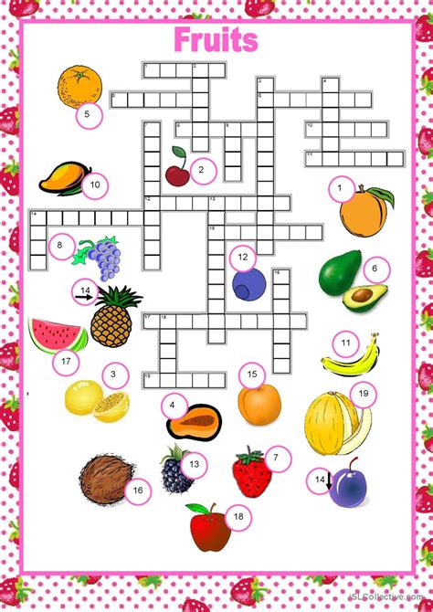 Crosswords Fruits Crossword English Esl Worksheets Pdf Doc