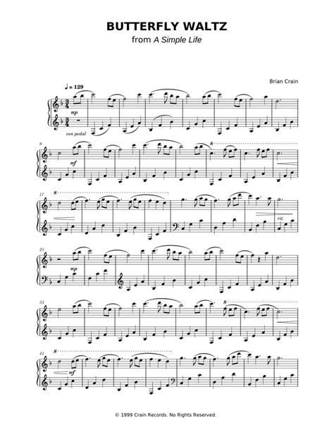 Butterfly Waltz Brian Crain Sheet Music For Piano Solo