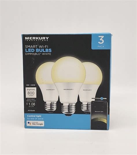 Merkury Innovations Smart Wifi App Controlled Led Light Bulbs 3 Pack