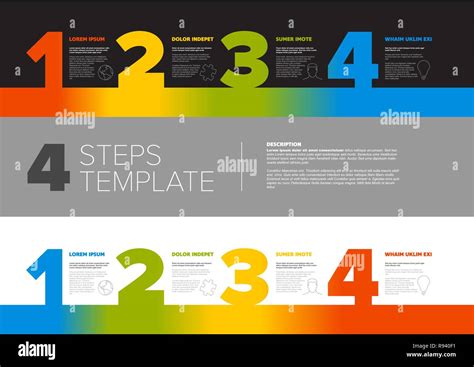 One Two Three Four Vector Progress Template For Four Steps Or Options