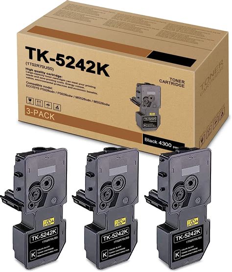 Amazon 3 Pack Black TK 5242K TK5242K TK 5242 TK5242 Toner