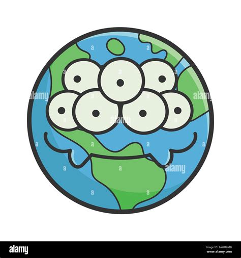 Monster Smiling Planet Earth Cartoon Illustration Isolé Sur Fond Blanc