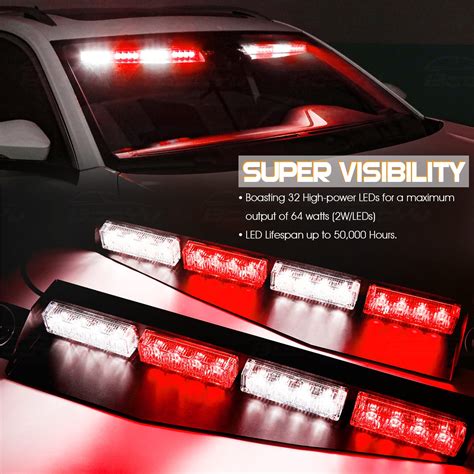 Snapklik Booyu Led Visor Emergency Strobe Light Bar W Digital