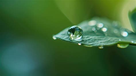 Water Droplet On Leaf Nature Macro Photography Green Leaf With Water