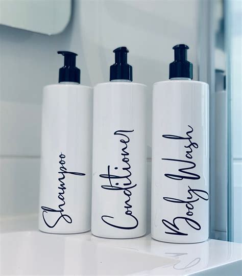 Refillable Personalised Bathroom Bottles Black And White Etsy