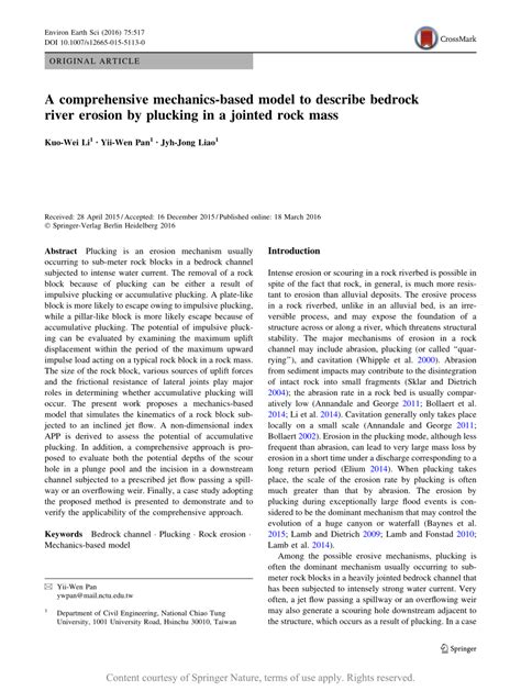 A Comprehensive Mechanics Based Model To Describe Bedrock River Erosion