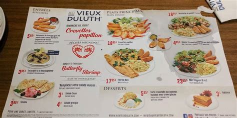 Menu Au Restaurant Au Vieux Duluth Saint J R Me