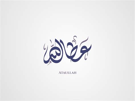 Nom Ataullah En Calligraphie Arabe Diwani Vecteur Premium