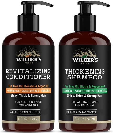 Mens Shampoo And Conditioner Hair Thickening And Revitalizing Set Natural Formula With Biotin