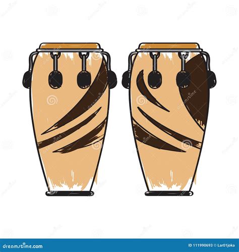 Pair Of Conga Drums Musical Instrument Stock Vector Illustration Of