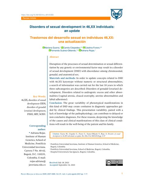 Pdf Disorders Of Sexual Development In 46xx Individuals An Update