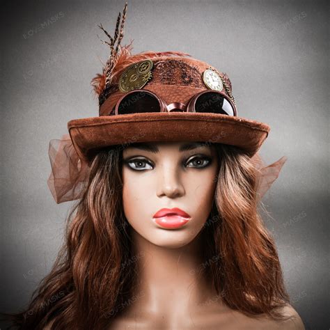 Steampunk Victorian Bowler Flower Laces Top Hat Brown Ilovemaskscom