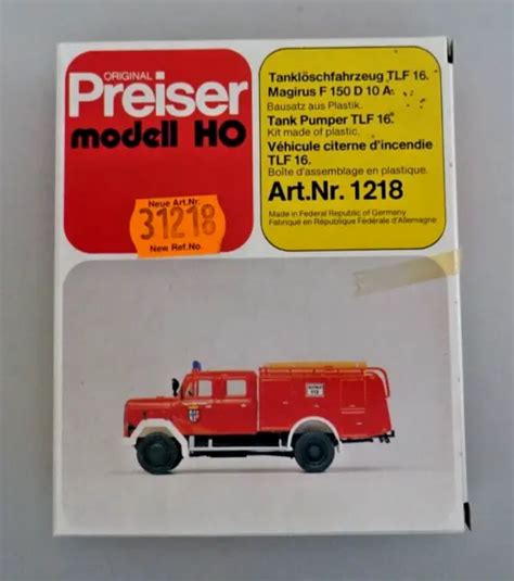 PREISER 1218 MAGIRUS F 150 D 10 A Tanklöschfahrzeug TLF 16 Modell H0 1